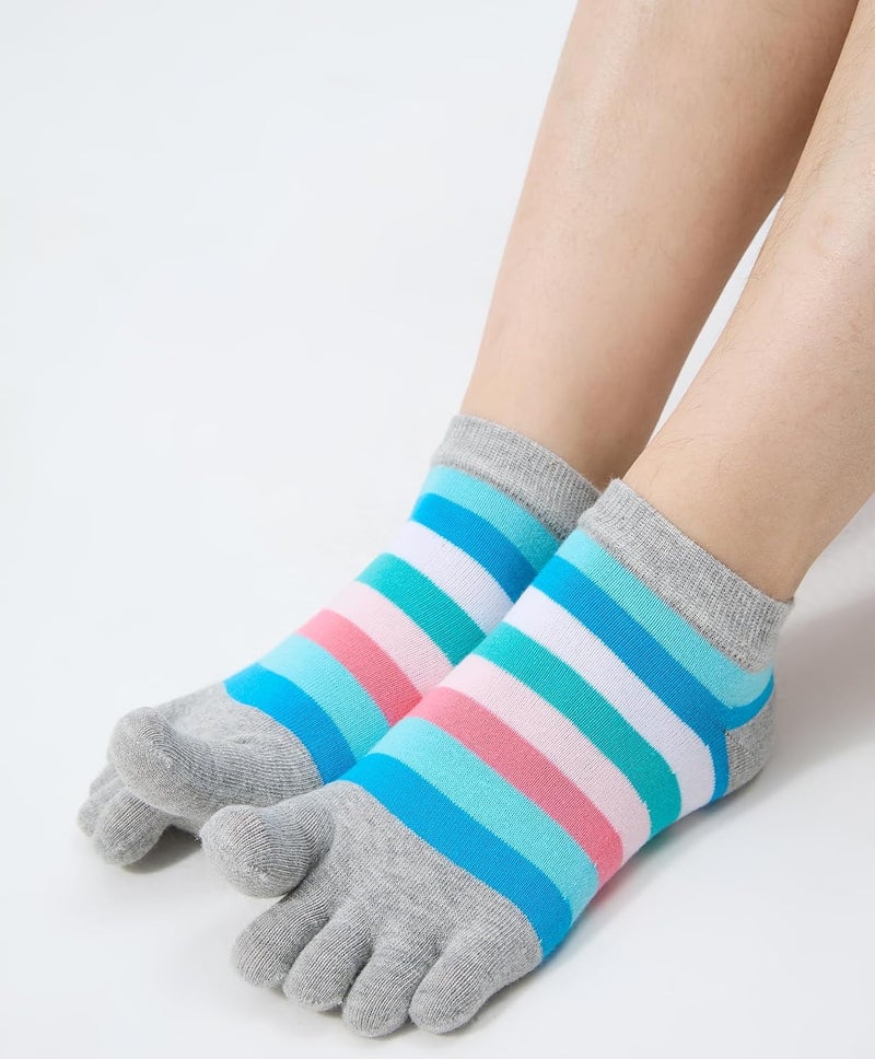 Fasot Women Toe Socks 5 Finger Cotton Wicking Athletic 6 Pack 3 Pack - Image 2